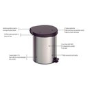 Ver imagem 7 de Lixeira com Pedal Tramontina New 12l Inox Polido Tampa Preta Escritório Cozinha Banheiro