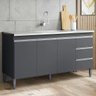 Balcão de Pia 3 Portas Andréia 160 Cm Cinza Fosco sem Tampo Ajl Móveis - 2