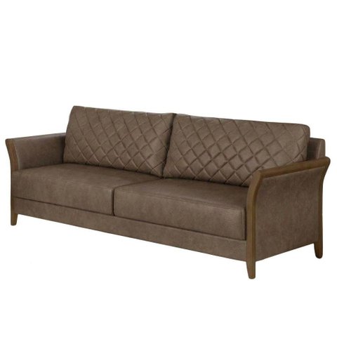 Sofa 2 Lugares Ambar 165 cm Braços Pes em Madeira Courino Tcs 729 Moll
