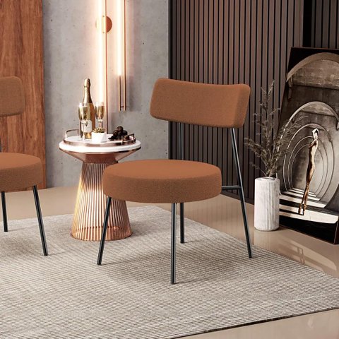 Poltrona Decorativa para Sala de Estar Base Fixa Londres L02 Bouclê - Lyam Lyam Decor Rosê