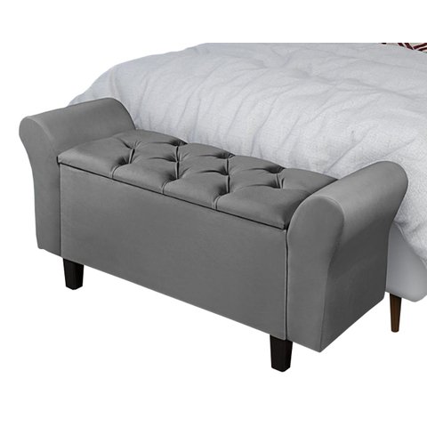 Recamier Baú 1,50m Lara Premium para Cama Casal Estilo Decorativo Closet Estofado Cor Cinza