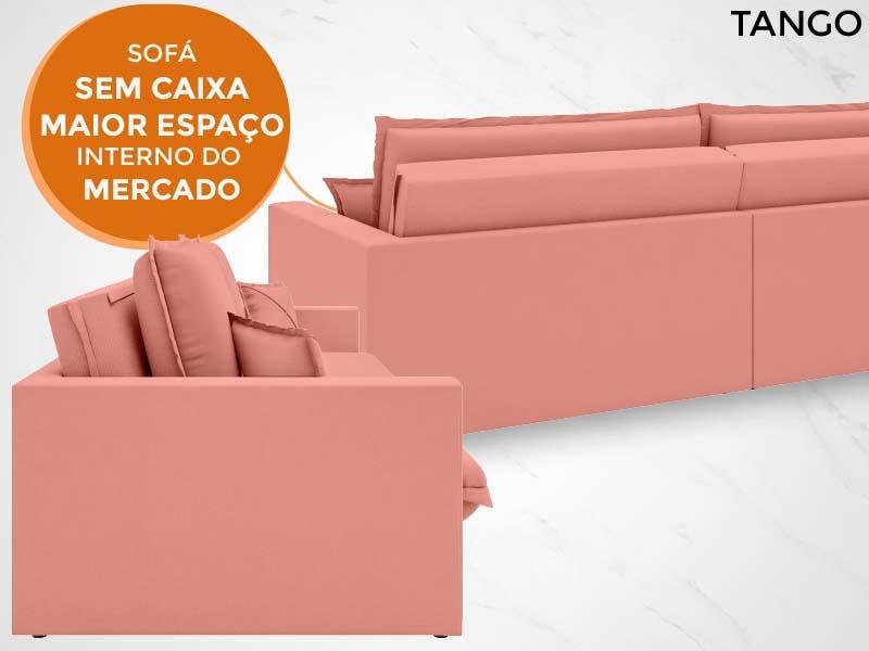 Sofá Tango 2,20M Sem Caixa, Retrátil e Reclinável Velosuede Rose - Netsofás - 3