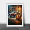 Quadro Garagem - Guitarra e Carro 33x24cm:madeira Branca - 2