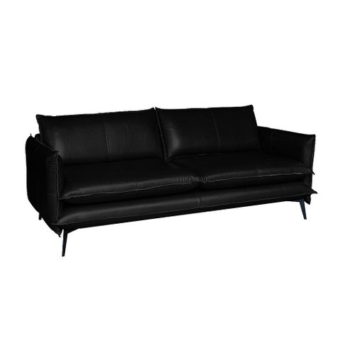 Sofá Decorativo Sala de Estar América 2 Lugares 200cm Couro Preto - Mozzelar