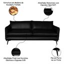 Ver imagem 3 de Sofá Decorativo Sala de Estar América 2 Lugares 200cm Couro Preto - Mozzelar