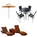 Ver imagem 1 de Kit 4 Cadeiras e Mesa, 2 Espreguiçadeiras Bona e Mesa com Ombrelone - Piscina, Jardim, Área - Trama