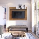 Ver imagem 2 de Painel Simon para TV 55 Polegadas com Prateleira Noce Milano/ Preto Fosco para Sala Recepção