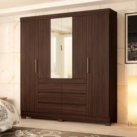 Guarda Roupa Roupeiro Casal 04 Portas Cádis Café Touch Demóbile