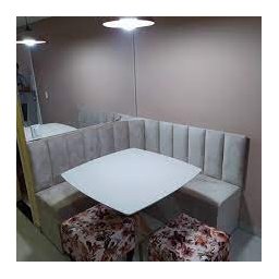 Conjunto Canto Alemão Baú Encosto Ripado Suede (1,20x1,50):areia - 2