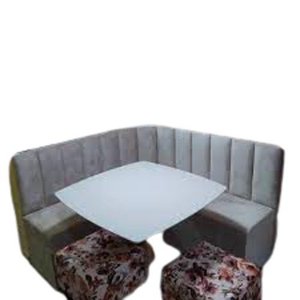 Conjunto Canto Alemão Baú Encosto Ripado Suede (1,20x1,50):areia