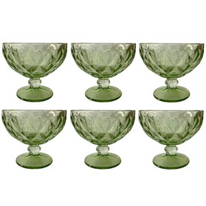 Jogo de 6 Taças para Sobremesa Verde 310ml Sofisticação e Estilo À Mesa