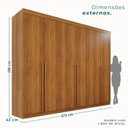 Ver imagem 4 de Guarda-Roupa Casal 6 Portas 8 Gavetas Florianópolis 100% MDF Marrom/Cinamomo