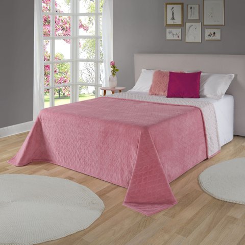 Cobertor Avulso Queen com efeito Pele de Carneiro - Chamber Sherpa Rosa Velho - Tekstil
