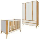 Ver imagem 1 de Kit Berço com Guarda Roupa Theo Quarto de Bebê Mdf Peroba