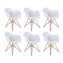 Ver imagem 1 de Kit 6 Poltronas Branca com Braço Daw em Ferro Cobre Branco