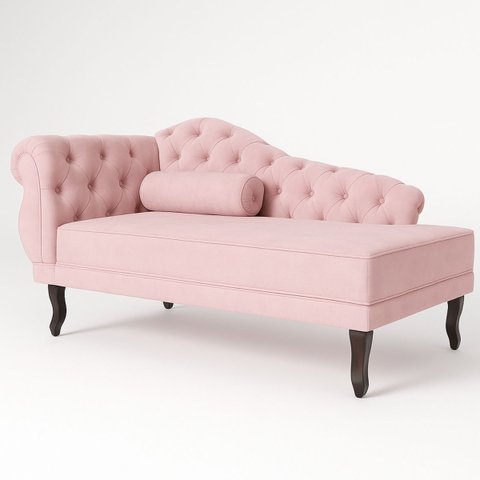 Divã Recamier Sala 150cm em Veludo Capitonê de Luxo Pés Luis Xv