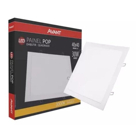 Painel Led Embutir Quad. 30w 3000k Avant Amarela