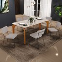 Ver imagem 2 de Mesa De Jantar Capri 160cm Off White Nature Com 6 Cadeiras Allana B05 Linho Bege - Lyam Decor