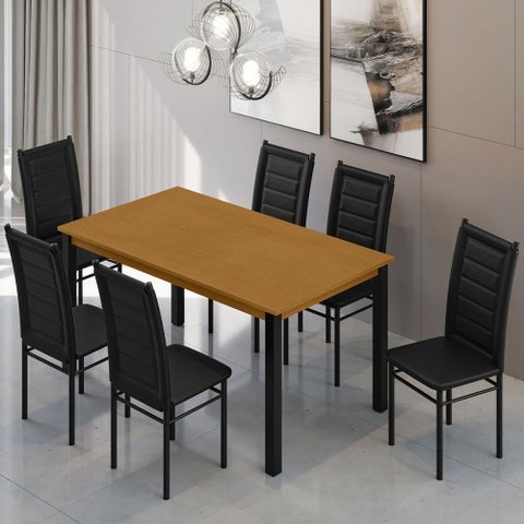 Mesa de Jantar 6 Lugares Monaco Tokio Preto/nature - Art Panta