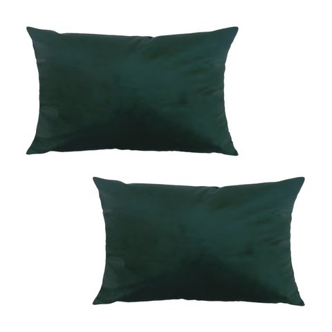 Kit 2 Capas para Almofada em Veludo Liso Retangular 60x40 Cor:verde Escuro