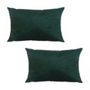 Ver imagem 1 de Kit 2 Capas para Almofada em Veludo Liso Retangular 60x40 Cor:verde Escuro