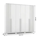 Ver imagem 3 de Guarda-Roupa Casal 6 Portas, 4 Gavetas e Pés MDF Atlanta Branco