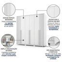 Ver imagem 4 de Guarda-Roupa Casal 6 Portas, 4 Gavetas e Pés MDF Atlanta Branco