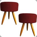 Ver imagem 1 de Kit 2 Puff Decorativo Redondo para Sala Quarto Penteadeira Pé Palito Castanho Suede Cores
