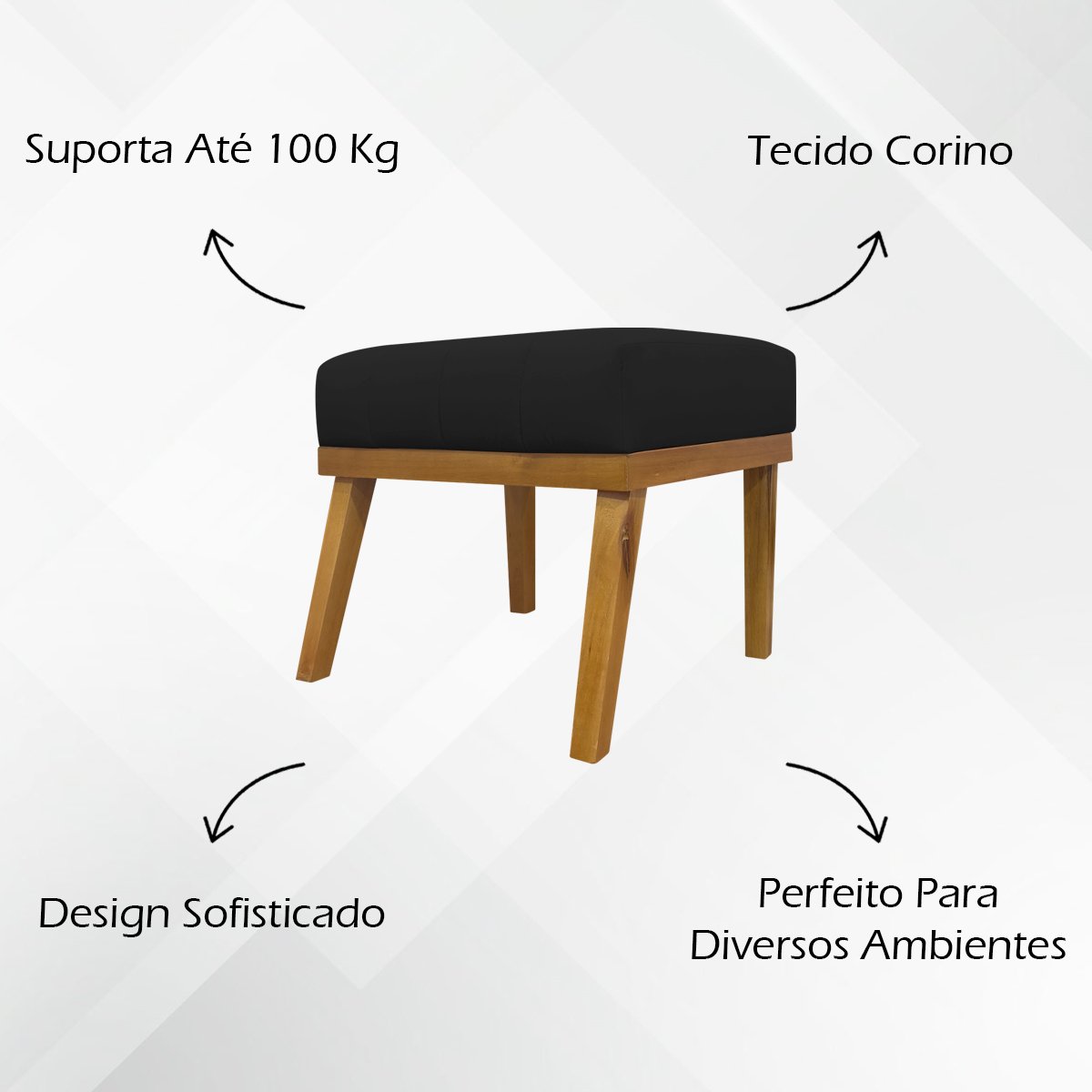 Puff Decorativo Retangular Firenze Tecido Sintético Cores - 3