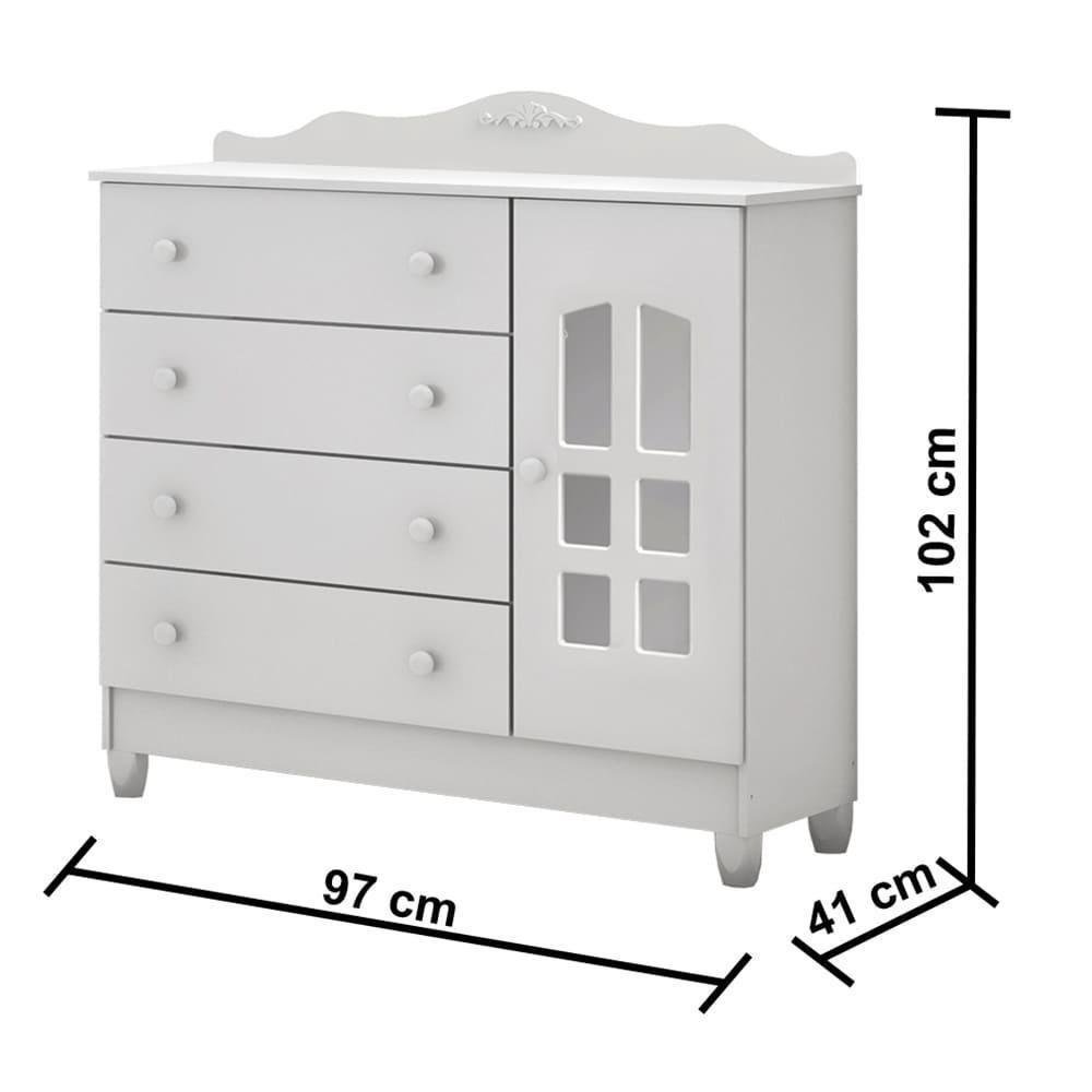 Quarto De Bebê Berço Mini Cama Guarda Roupa Cômoda Branco - 4