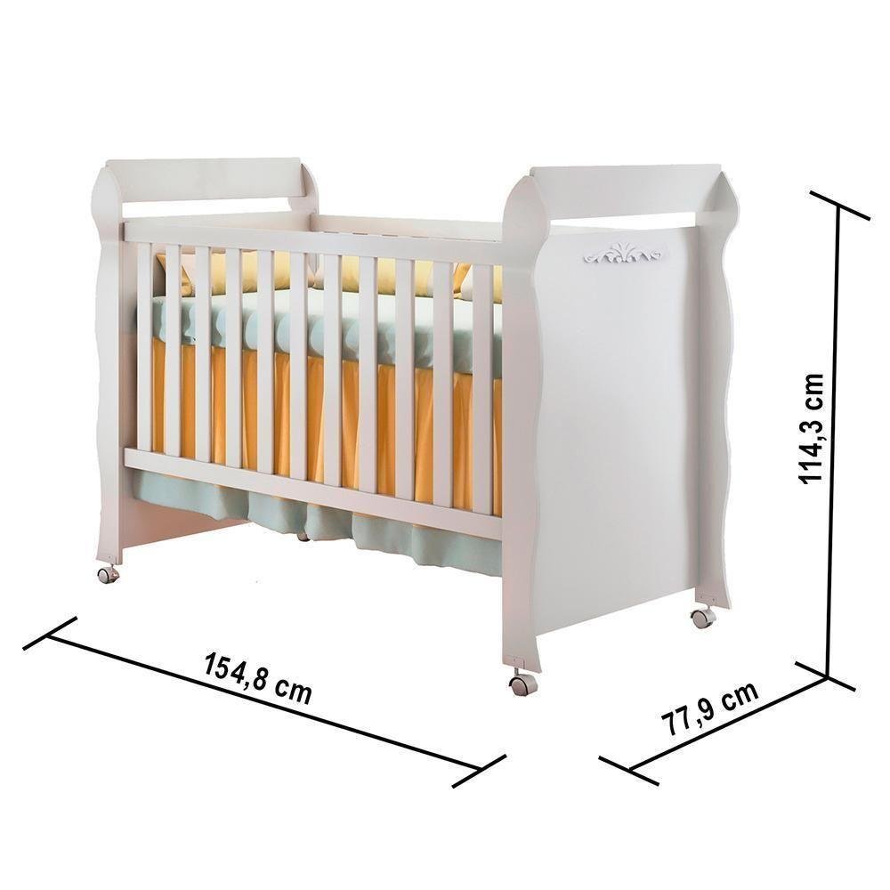 Quarto De Bebê Berço Mini Cama Guarda Roupa Cômoda Branco - 6