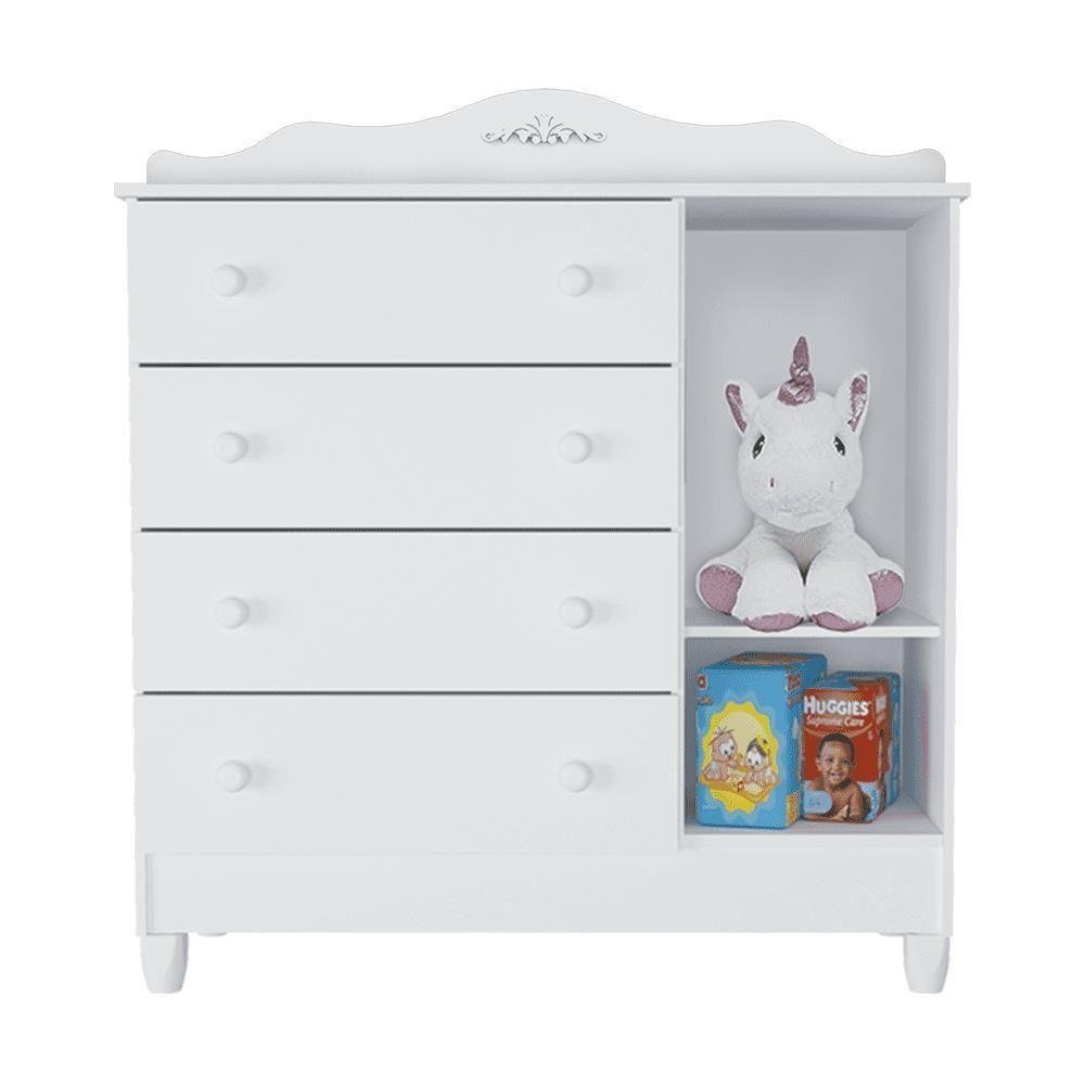 Quarto De Bebê Berço Mini Cama Guarda Roupa Cômoda Branco - 5