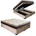 Ver imagem 1 de Cama Box com Baú Casal Blindado Suede + Colchão Espuma D33 Ortopédico Euro Pillow Bege Elegance