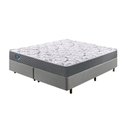 Ver imagem 1 de Cama Box King Size 193x203 Courino Linho Cinza com Colchão Mola Ensacada
