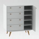 Ver imagem 4 de Cômoda 4 Gavetas e 1 Porta Retrô 30 