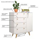 Ver mais imagens de Cômoda 4 Gavetas e 1 Porta Retrô 30 