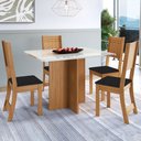 Ver imagem 1 de CONJUNTO DE SALA DE JANTAR PREDILLETA ATENAS 110 CM COM 4 CADEIRAS FREIJÓ/OFF-WHITE ASSENTO PRETO