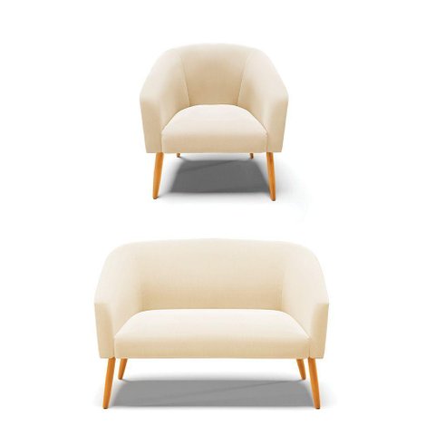 Kit 01 Namoradeira 02 Lugares E 01 Poltrona Suede Bege