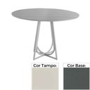 Ver imagem 1 de Mesa de Jantar Redonda 70cm Mh-5299 Madeira Laca Fosca Off White Base Grafite