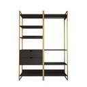 Ver imagem 3 de Closet Industrial Casal Loft 2 Módulos Preto Cabideiro com Gavetas Base Dourada