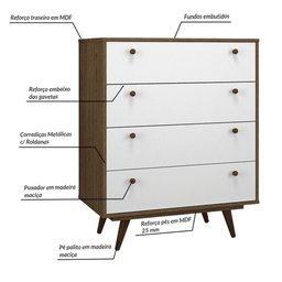 Cômoda 4 Gavetas Retrô 35  - 7