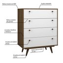 Ver imagem 7 de Cômoda 4 Gavetas Retrô 35