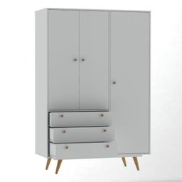 Guarda Roupa Solteiro 3 Portas 3 Gavetas Retrô 20  - 8