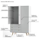 Ver imagem 3 de Guarda Roupa Solteiro 3 Portas 3 Gavetas Retrô 20 