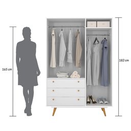 Guarda Roupa Solteiro 3 Portas 3 Gavetas Retrô 20  - 5