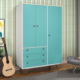 Guarda-Roupa Solteiro 3 Portas 3 Gavetas Retrô 20 Olivar - 1