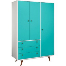 Guarda-Roupa Solteiro 3 Portas 3 Gavetas Retrô 20 Olivar - 5