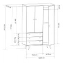 Ver imagem 6 de Guarda-Roupa Solteiro 3 Portas 3 Gavetas Retrô 20 Olivar