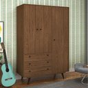 Ver imagem 1 de Guarda-Roupa Solteiro 3 Portas 3 Gavetas Retrô 20 Olivar