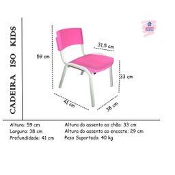 Kit 6 Cadeiras Iso Infantil Escolar e Creche - 7
